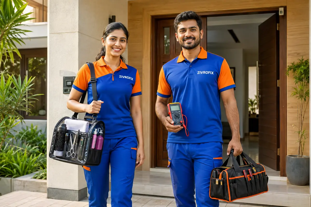 ZivroFix beauty and electrician professionals in branded uniform